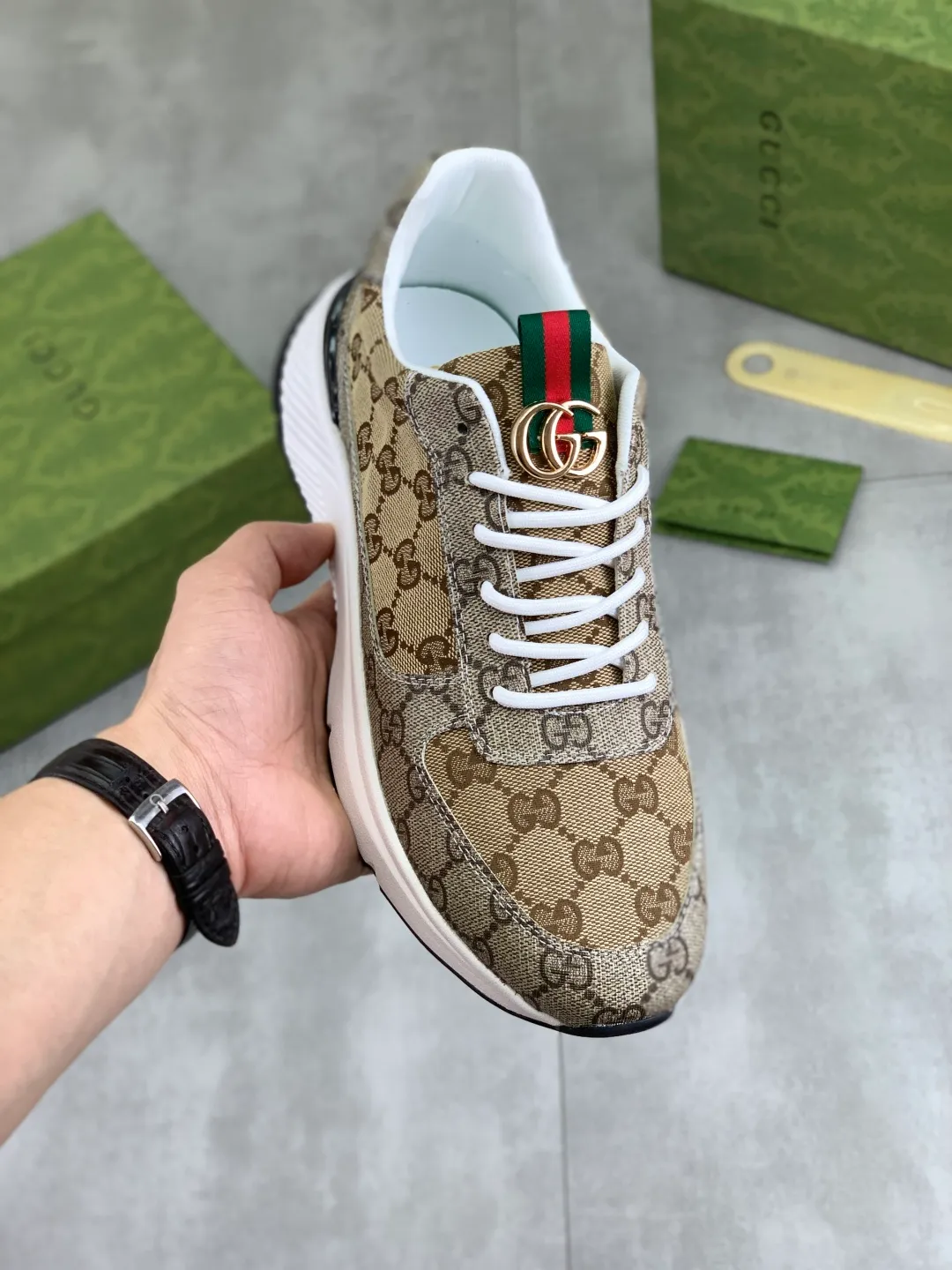 Men's men's shoes 💰P460💰[New model] (GUCCI) official website's latest 🎁🎁casual and fashionable men's shoes👟, hot style 💥 style is simple and elegant, exclusive for trendy men. Unique official website's latest brand double G element Elements 👑 Original Gucci decoration, fashionable and generous, fabric original calfskin ✅ fully imported first-layer pigskin lining, official website designated wear-resistant, lightweight original rubber casual outsole, classic model taken in real life 🎬38-44 (45 customized) 2️⃣ colors available